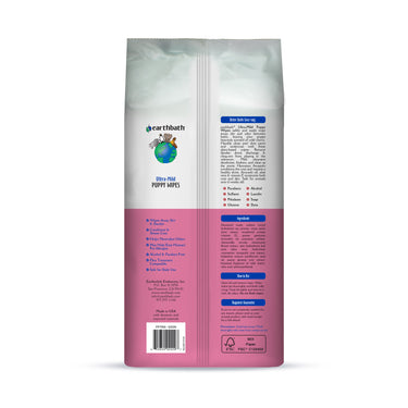 earthbath® Ultra-Mild Puppy Wipes, Wild Cherry, Cleans & Conditions, 100 ct plant-based wipes in re-sealable pouch